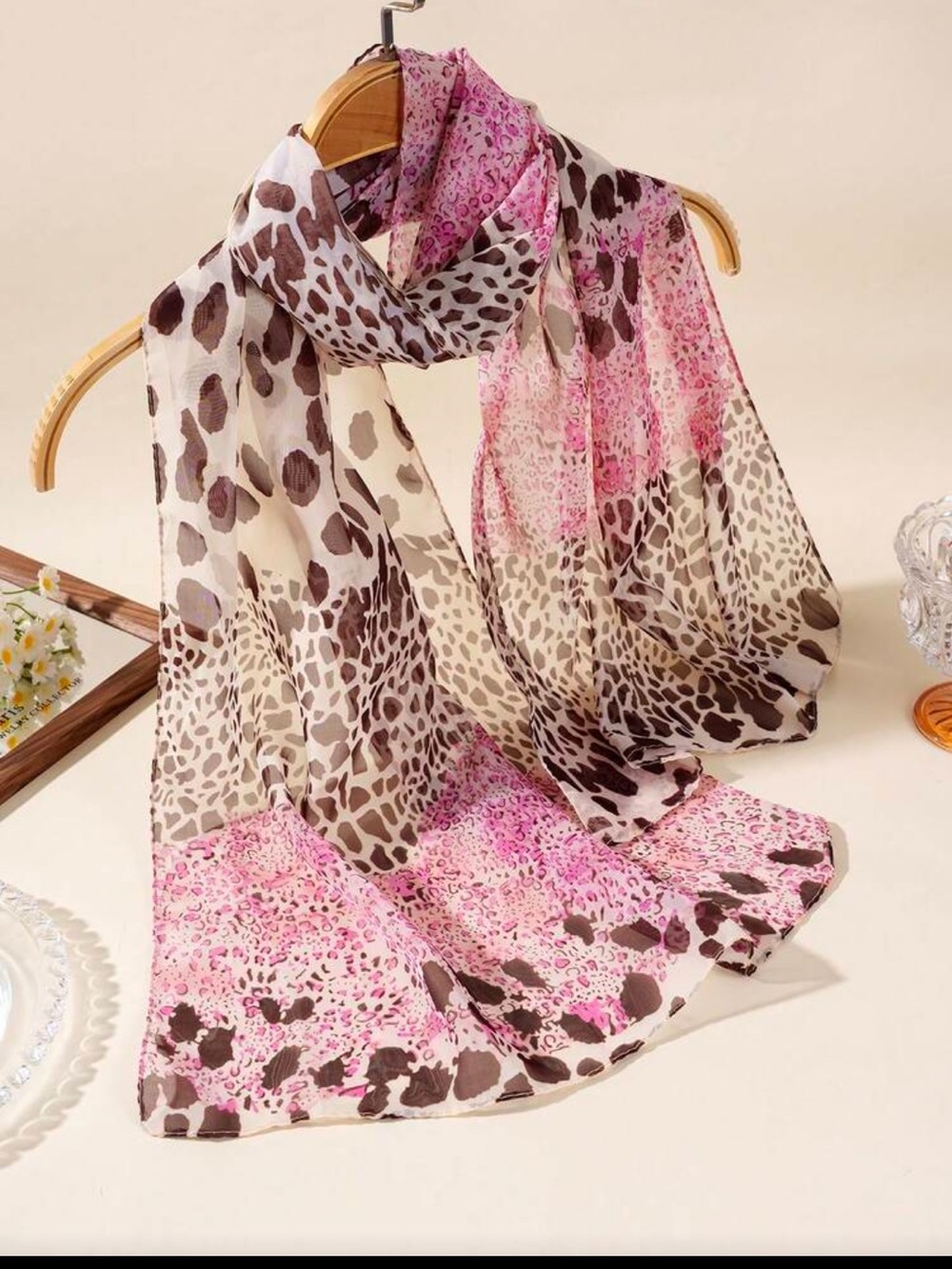 Lightweight Pink Animal Print Women's Scarf